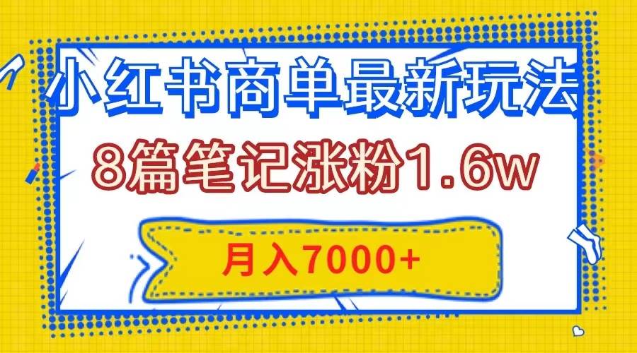 小红书商单最新玩法，8篇笔记涨粉1.6w，几分钟一个笔记，月入7000+-金创谷