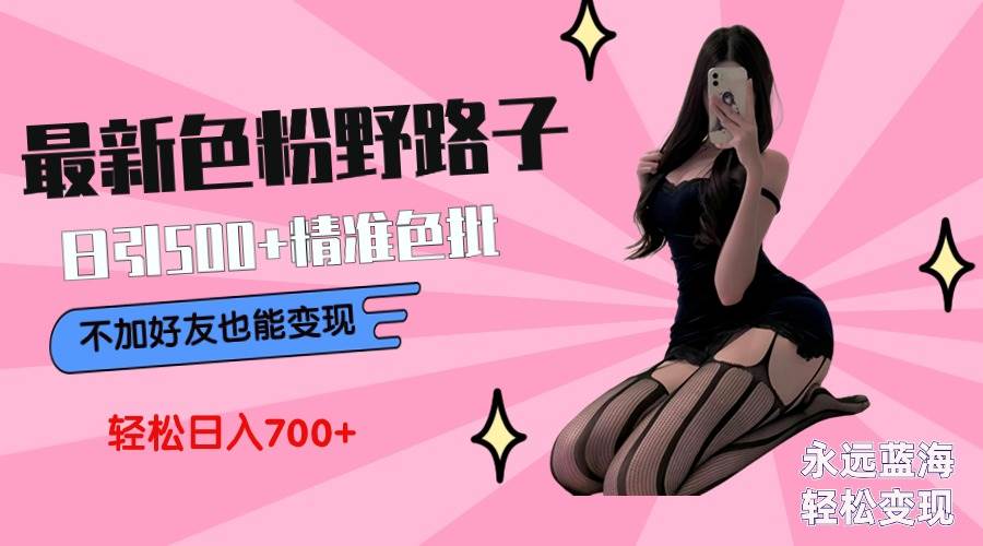最新色粉变现野路子，日引500+老色批 可不加好友直接变现 小白轻松日入700+-金创谷