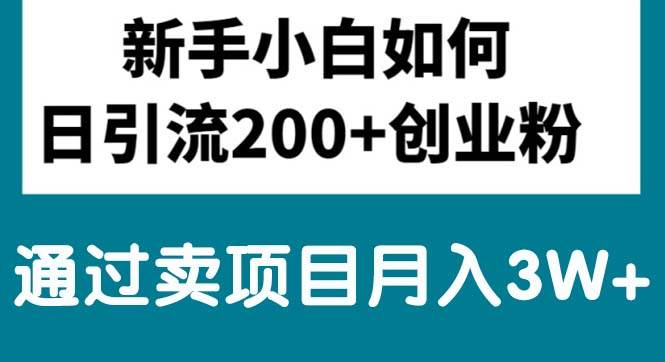 新手小白日引流200+创业粉,通过卖项目月入3W+-金创谷