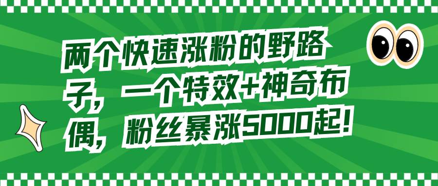 两个快速涨粉的野路子，一个特效+神奇布偶，粉丝暴涨5000起！-金创谷