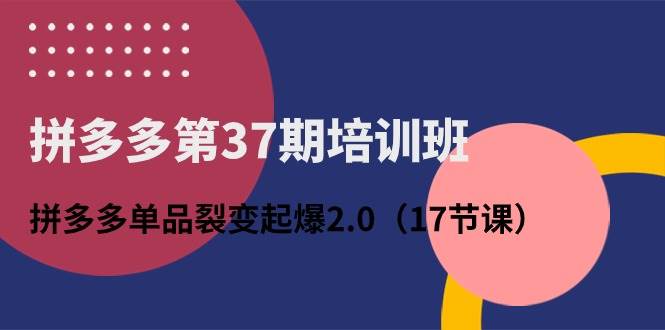 拼多多第37期培训班：拼多多单品裂变起爆2.0（17节课）-金创谷