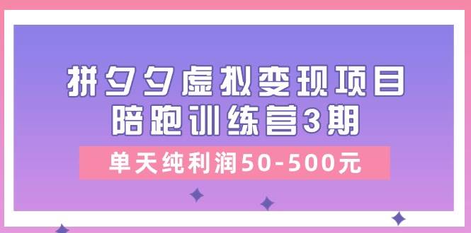 某收费培训《拼夕夕虚拟变现项目陪跑训练营3期》单天纯利润50-500元-金创谷