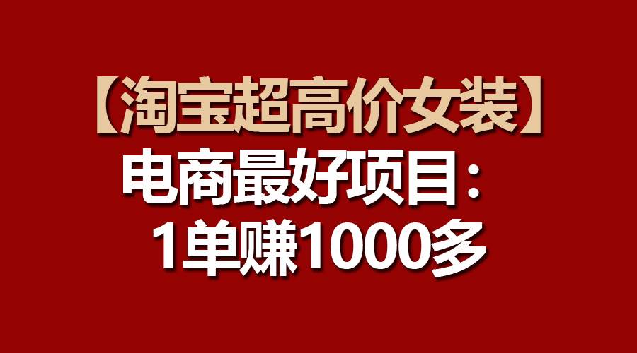 【淘宝超高价女装】电商最好项目：一单赚1000多-金创谷