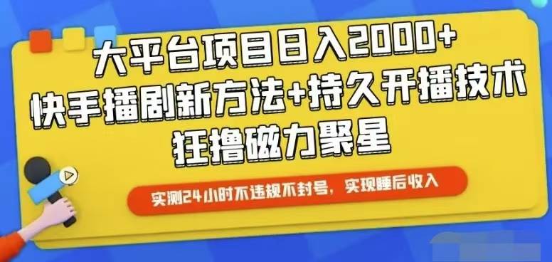 快手24小时无人直播，真正实现睡后收益-金创谷