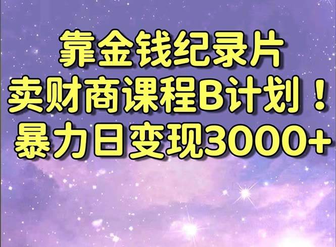 靠金钱纪录片卖财商课程B计划！暴力日变现3000+，喂饭式干货教程！-金创谷