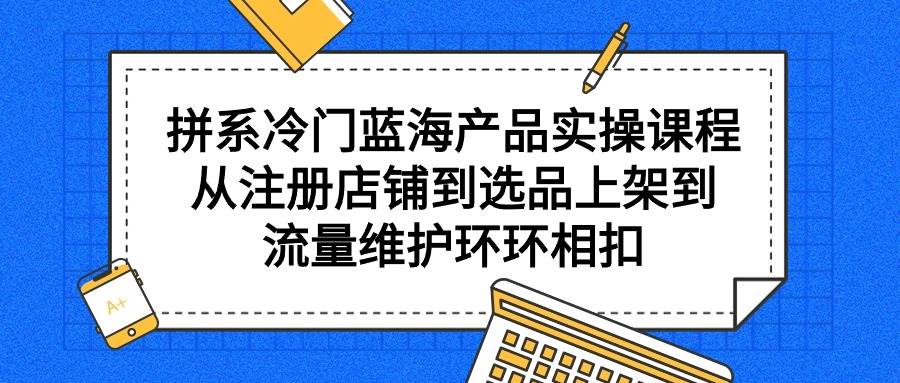 拼系冷门蓝海产品实操课程，从注册店铺到选品上架到流量维护环环相扣-金创谷