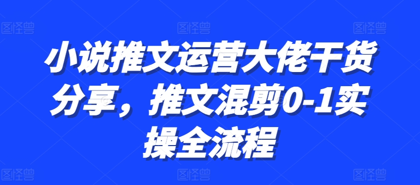 小说推文运营大佬干货分享，推文混剪0-1实操全流程-金创谷