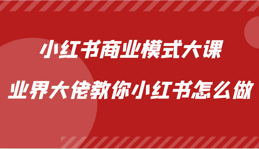 小红书商业模式大课，业界大佬教你小红书怎么做【视频课】-金创谷