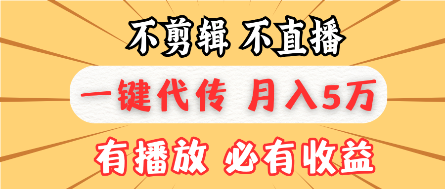 不剪辑不直播，一键代发，月入5万懒人必备，我出视频你来发-金创谷