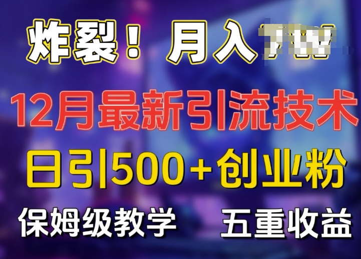 炸裂!揭秘12月最新日引流500+精准创业粉，多重收益保姆级教学-金创谷