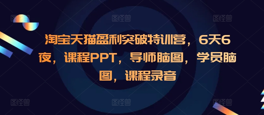 淘宝天猫盈利突破特训营，6天6夜，课程PPT，导师脑图，学员脑图，课程录音-金创谷