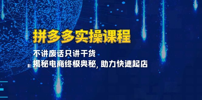 拼多多实操课程：不讲废话只讲干货, 揭秘电商终极奥秘,助力快速起店-金创谷