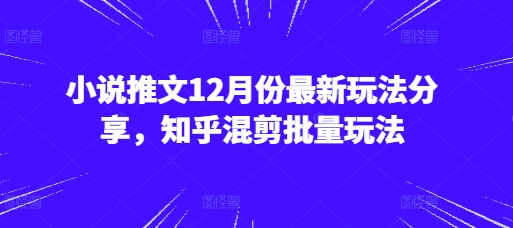 小说推文12月份最新玩法分享，知乎混剪批量玩法-金创谷