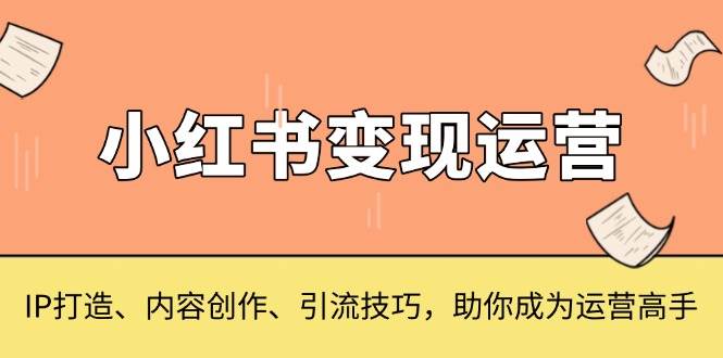 小红书变现运营，IP打造、内容创作、引流技巧，助你成为运营高手-金创谷