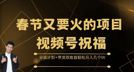 春节又要火的项目视频号祝福，分成计划+带货双收益，轻松月入几个W-金创谷