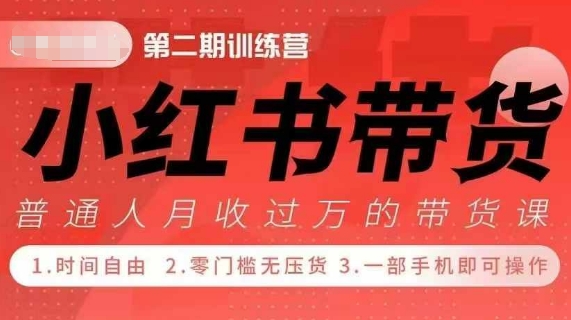 小Red书带货42天训练营 2.0版，宝妈+自由职+上班族+大学生，提高副业收入的大红利项目-金创谷