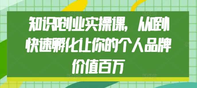 知识IP创业实操课，从0到1快速孵化让你的个人品牌价值百万-金创谷