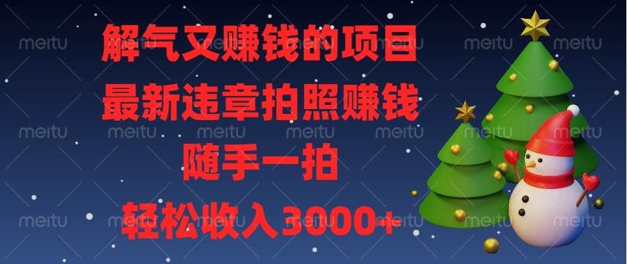 解气又赚钱的项目，最新违章拍照赚钱，随手一拍，轻松收入3000+-金创谷