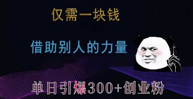 仅需一块钱，借助别人的力量，单日引爆300+创业粉、兼职粉【揭秘】-金创谷