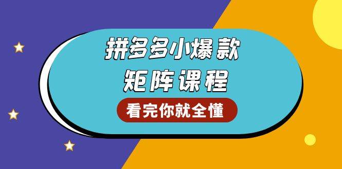 拼多多爆款矩阵课程：教你测出店铺爆款，优化销量，提升GMV，打造爆款群-金创谷
