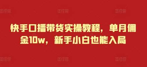 快手口播带货实操教程，单月佣金10w，新手小白也能入局-金创谷