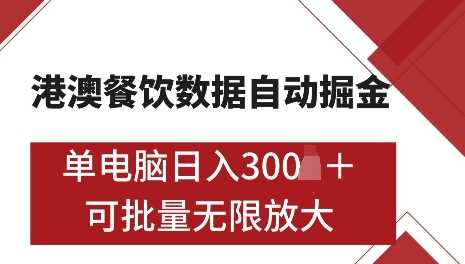 港澳数据全自动掘金，单电脑日入5张，可矩阵批量无限操作【揭秘】-金创谷