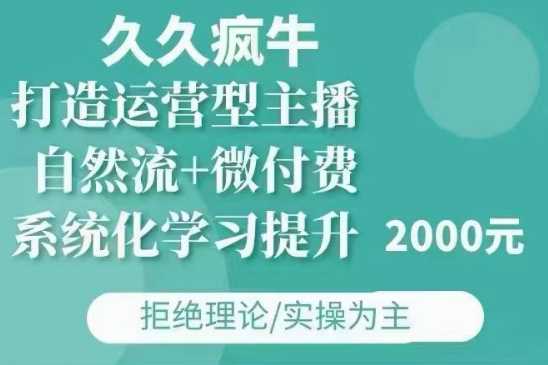 久久疯牛·自然流+微付费(12月23更新)打造运营型主播，包11月+12月-金创谷