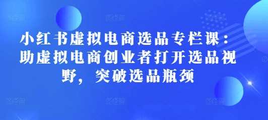 小红书虚拟电商选品专栏课：助虚拟电商创业者打开选品视野，突破选品瓶颈-金创谷