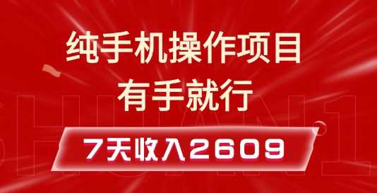 纯手机操作的小项目，有手就能做，7天收入2609+实操教程【揭秘】-金创谷