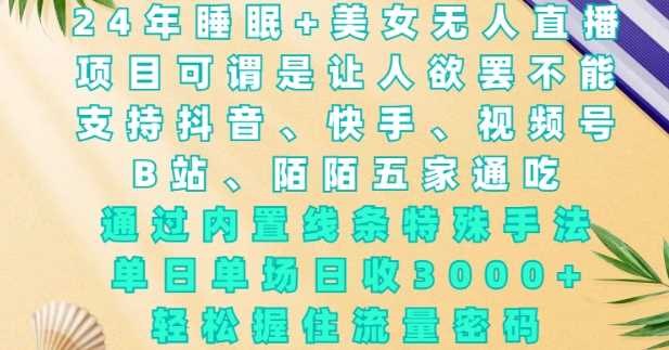 2024年睡眠+美女无人直播，通过内置线条特殊手法，单场日收3k+，轻松握住流量密码【揭秘】-金创谷