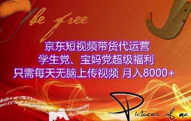 京东短视频带货代运营，学生党、宝妈党超级福利，只需每天无脑上传视频，月入8000+【仅揭秘】-金创谷