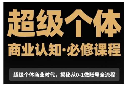 超级个体商业认知觉醒视频课，商业认知·必修课程揭秘从0-1账号全流程-金创谷