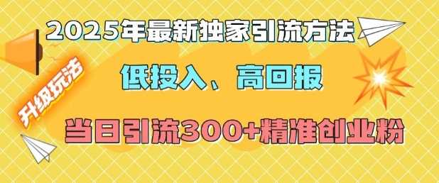 2025年最新独家引流方法，低投入高回报？当日引流300+精准创业粉-金创谷