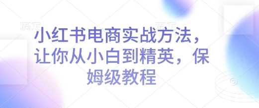 小红书电商实战方法，让你从小白到精英，保姆级教程-金创谷