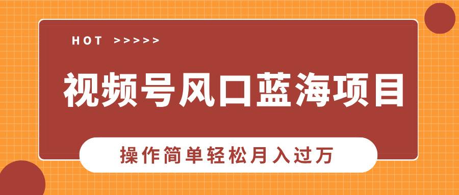 视频号风口蓝海项目，中老年人的流量密码，操作简单轻松月入过万-金创谷