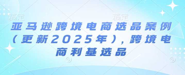 亚马逊跨境电商选品案例(更新2025年)，跨境电商利基选品-金创谷