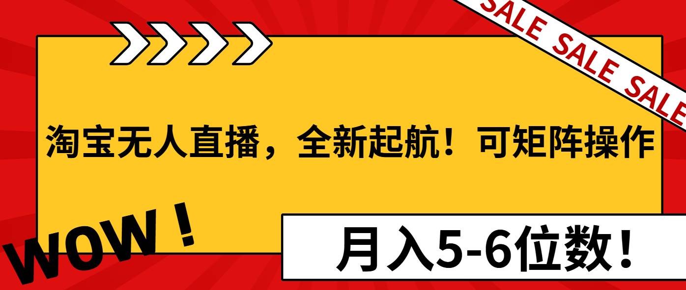 淘宝无人直播，全新起航！可矩阵操作，月入5-6位数！-金创谷
