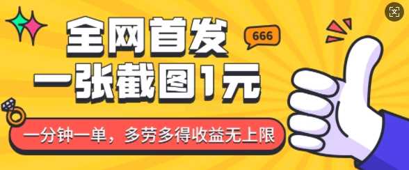 全网首发，一张截图1块钱，一分钟一单，多劳多得，收益无上限-金创谷