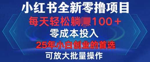 小红书全新纯零撸项目，只要有号就能玩，可放大批量操作，轻松日入100+【揭秘】-金创谷