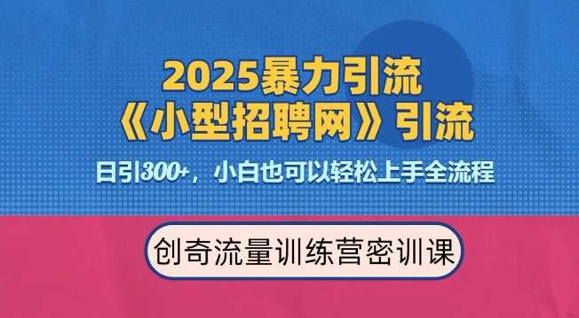 2025最新暴力引流方法，招聘平台一天引流300+，日变现多张，专业人士力荐-金创谷