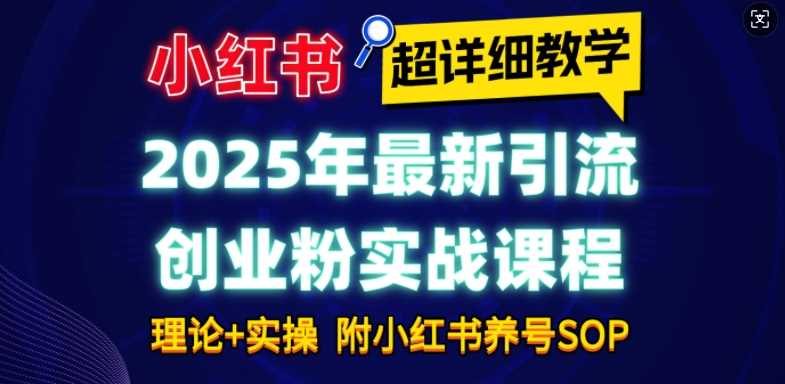 2025年最新小红书引流创业粉实战课程【超详细教学】小白轻松上手，月入1W+，附小红书养号SOP-金创谷