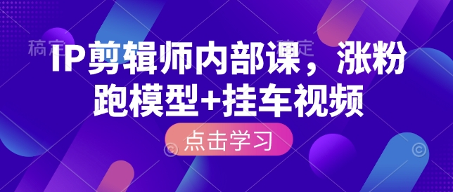 IP剪辑师内部课，涨粉跑模型+挂车视频-金创谷