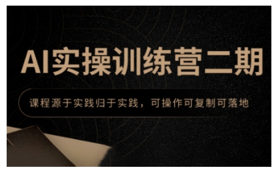 AI实操训练营二期，课程源于实践归于实践，可操作可复制可落地-金创谷