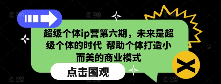 超级个体ip营第六期，未来是超级个体的时代  帮助个体打造小而美的商业模式-金创谷