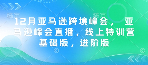 12月亚马逊跨境峰会， 亚马逊峰会直播，线上特训营基础版，进阶版-金创谷