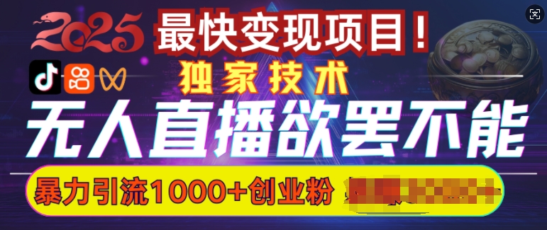 欲罢不能的无人直播引流，超暴力日引流1000+高质量精准创业粉-金创谷