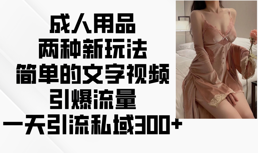 成人用品两种新玩法，简单的文字视频引爆流量，一天引流私域300+-金创谷