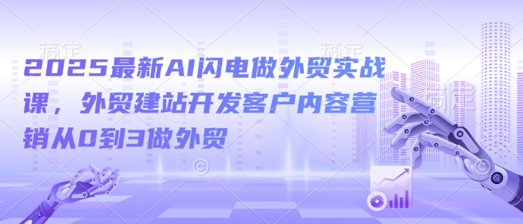 2025最新AI闪电做外贸实战课，外贸建站开发客户内容营销从0到3做外贸-金创谷