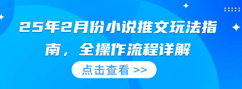 25年2月份小说推文玩法指南，全操作流程详解-金创谷