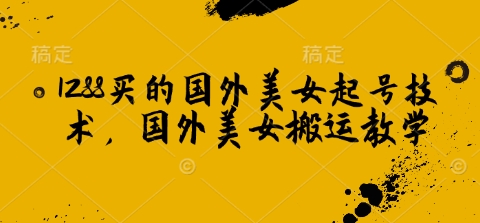 1288买的国外美女起号技术，国外美女搬运教学-金创谷